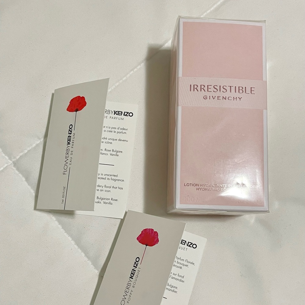 Irresistible by Givenchy hydrating body lotion & FREE samples